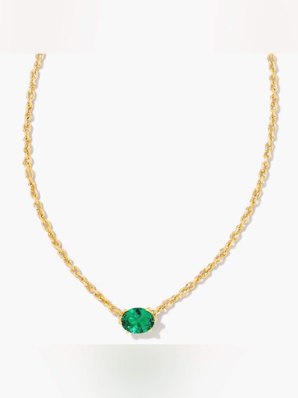 Kendra Scott Cailin Gold Pendant Necklace in Green Crystal nwt - Picture 2 of 8